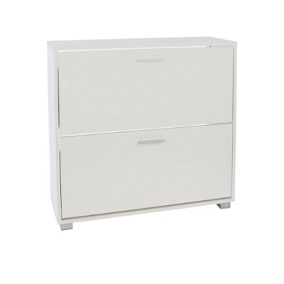 White Gloss 2 door shoe cabinet - 3