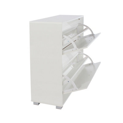 White Gloss 2 door shoe cabinet - 4