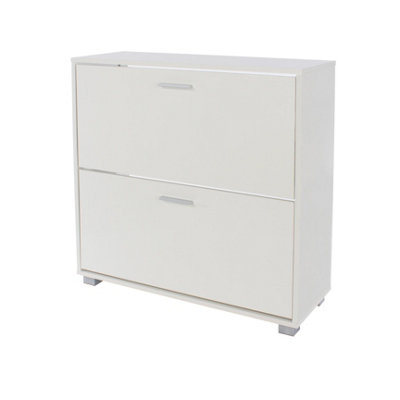White Gloss 2 door shoe cabinet - 5