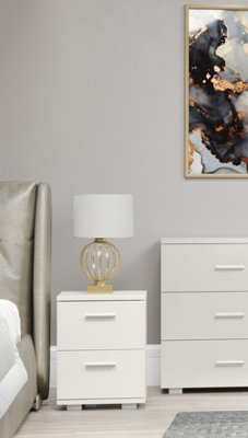 White Gloss 2 drawer Lido bedside cabinet