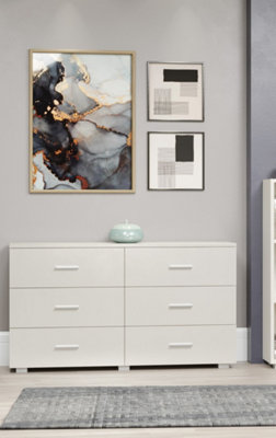 White Gloss 3+3 wide chest of drawers, Lido White