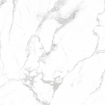 White Gloss 3.34m² Floor Tiles Self Adhesive Marble Effect PVC Flooring - 3