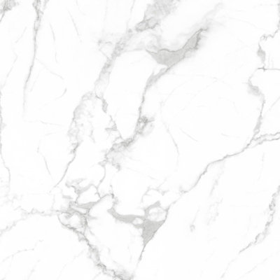 White Gloss 3.34m² Floor Tiles Self Adhesive Marble Effect PVC Flooring