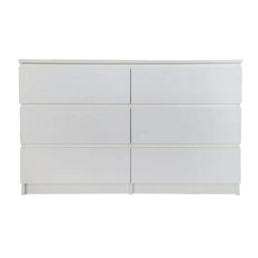 White Gloss Deep Drawer Chest of Drawers (6 Drawers)