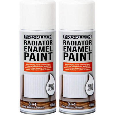 White Gloss Heat Resistant Radiator Enamel Paint 400ml x2