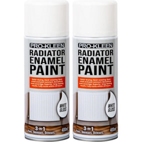 White Gloss Heat Resistant Radiator Enamel Paint 400ml x2