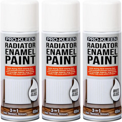 White Gloss Heat Resistant Radiator Enamel Paint 400ml x3