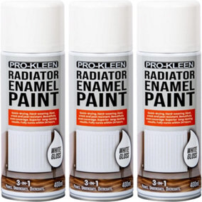 White Gloss Heat Resistant Radiator Enamel Paint 400ml x3