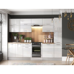 White Gloss Kitchen Cabinets Set 11 Units Slim Larder Soft Close Grey Matt Ella