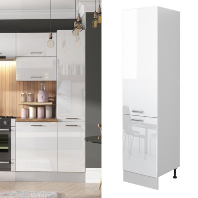 White Gloss Kitchen Cabinets Set 11 Units with Slim 400mm Larder Pantry Cupboard Soft Close Ella