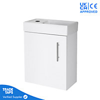 White Gloss Wall Hung Vanity Unit 400mm with No Tap