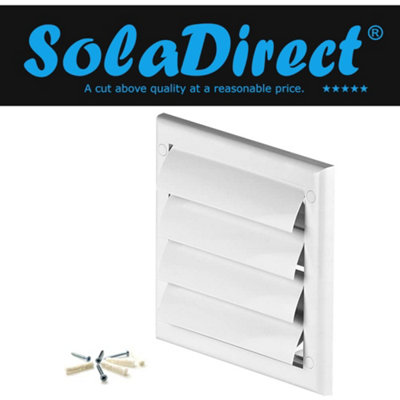 White Gravity Grille 150 mm / 6" External Ducting Air Vent with Round Spigot and Non-Return Gravity Shutters for Extractor Fans
