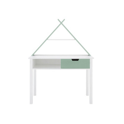 White & Green Children's Kids Tipi Design Desk with Shelf and Drawer