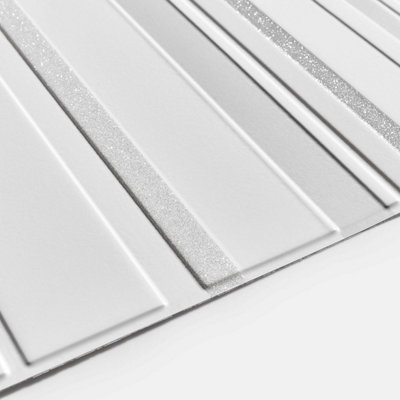 White Grey 3D Wall Panels - Set of 6 Covers 2.76m² (29.67ft²) - Plastic Cladding Panels with Sparkling Glitter Elements for Décor - 6