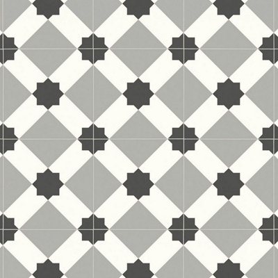 White Grey Designer Effect Anti Slip Vinyl Sheet Flooring For Kitchen Bathroom Living Room-2m(6'6") X 2m(6'6")-4m²
