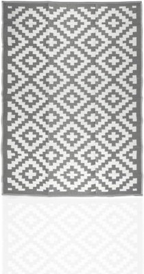 White & Grey Outdoor Rug for Garden, Waterproof Patio Rugs - 180 x 120cm