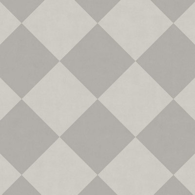 White&Grey Tile Effect Anti-Slip Vinyl Sheet For DiningRoom Hallways Conservatory And Kitchen Use-3m X 2m (6m²)
