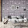 White Grey Vintage 3D Stone Brick Effect PVC Wallpaper Roll 950 cm