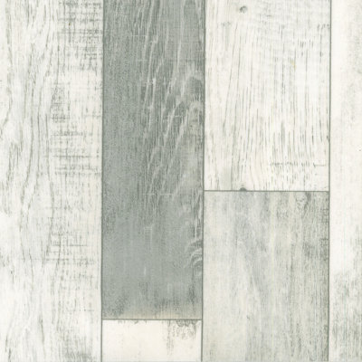 White Grey Wood Effect Vinyl Flooring For LivingRoom, Kitchen, 2.7mm Thick Cushion Backed Vinyl Sheet-1m(3'3") X 3m(9'9")-3m²