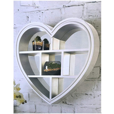 White Heart Mirror Shelf Sections Decorative Wall Shelf