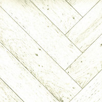 White Herringbone Pattern Wood Effect  Vinyl Flooring For DiningRoom  Hallways And Kitchen Use-1m X 4m (4m²)