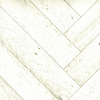 White Herringbone Pattern Wood Effect  Vinyl Flooring For DiningRoom  Hallways And Kitchen Use-1m X 4m (4m²)