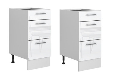 WHITE HIGH GLOSS 140cm Kitchen 5 Units Cabinets Soft Close Drawer Set - Ella