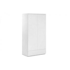 White High Gloss 2 Door Combination Wardrobe