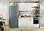 WHITE HIGH GLOSS Kitchen Set 6 Unit Cabinet Soft Close Chrome Handles 180cm Ella