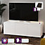 White high gloss SMART large TV cabinet with wireless phone charging and Alexa or app operated LED mood lighting