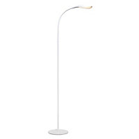White High Vision Floor Standing LED Lamp - Mains Powered Light with Gooseneck Arm, Foot Switch & 400 Lumen Illumination - H138cm