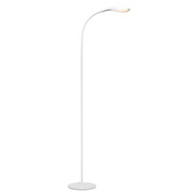 White High Vision Floor Standing LED Lamp - Mains Powered Light with Gooseneck Arm, Foot Switch & 400 Lumen Illumination - H138cm