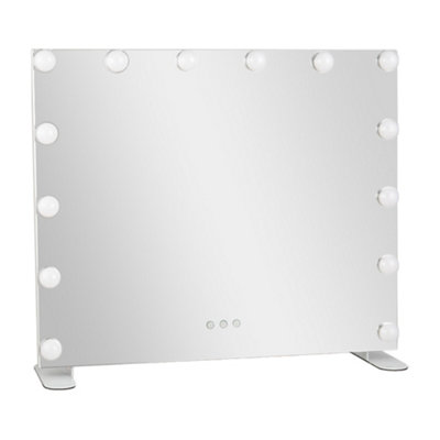 White Hollywood Vanity Makeup Mirror Bedroom Dressing Table Mirror with 14 LED Bulbs Dimmable
