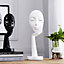 White Home Decor Art Woman face Statue Collectible Statue for Living Room Bookshelf White Desk Decor 11 Inch