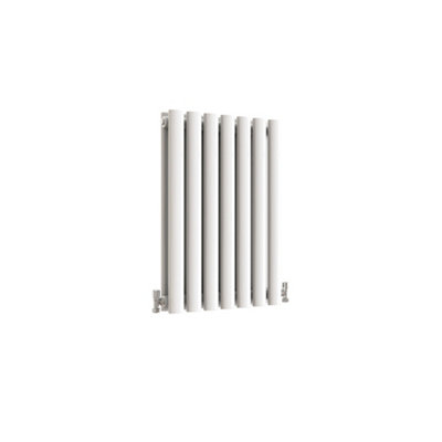 White Horizontal Double Oval Column Radiator (H)600mm (W)413mm 2736 BTU ...