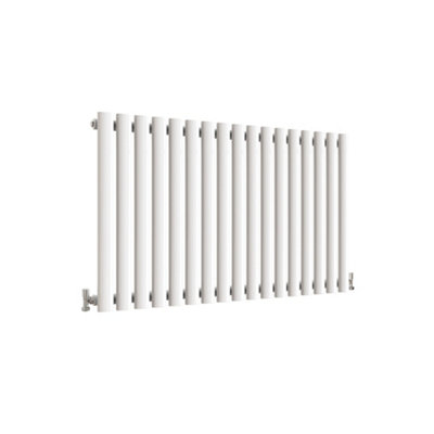 White Horizontal Single Oval Column Radiator (H)600mm (W)1003mm 3522 BTU Steel Compatible for Central Heating System