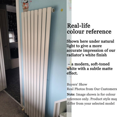White Horizontal Single Oval Column Radiator (H)600mm (W)1003mm 3522 BTU Steel Compatible for Central Heating System