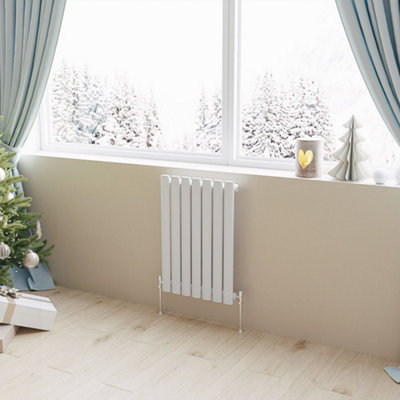 White Horizontal Single Oval Column Radiator (H)600mm (W)413mm 1462 BTU Steel Compatible for Central Heating System