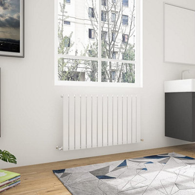 White Horizontal Single Pannel Radiator (H)600mm (W)1020mm 3107 BTU Steel Compatible for Central Heating System