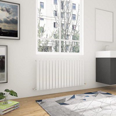 White Horizontal Single Pannel Radiator (H)600mm (W)1156mm 3521 BTU Steel Compatible for Central Heating System