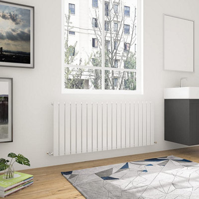 White Horizontal Single Pannel Radiator (H)600mm (W)1428mm 4349 BTU Steel Compatible for Central Heating System