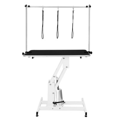 White Hydraulic Grooming Table Black Table Top DIY at B&Q