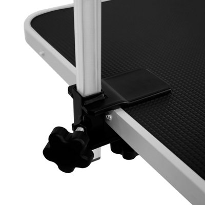 White Hydraulic Grooming Table - Black Table Top