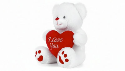 White I Love You Valentine Teddy Bear Plush Toy