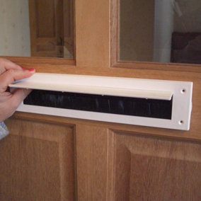 White Internal PVC Letterbox Draught Excluder Seal With Brush & Flap Stormguard