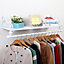 White Iron Wall Mounted Clothes Rail Clothing Hanging Rack Garment Shoe Display Shelf with Storage Shelf 800 mm
