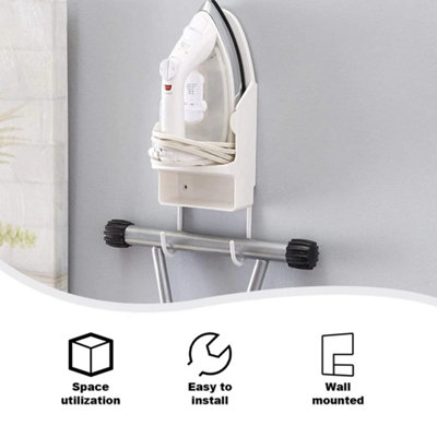 White Ironing Board Holder Hanger Door Cupboard Wall Mount Storage Rack