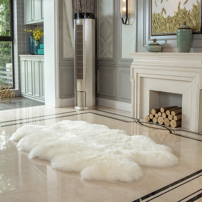 White Irregular Super Soft Shaggy Longhair Area Rug Kids Room Decor Chair Sofa Cover Seat Pad 110 x 180 cm