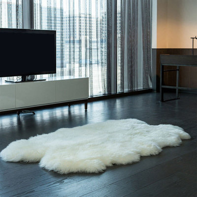 White Irregular Super Soft Shaggy Longhair Area Rug Kids Room Decor Chair Sofa Cover Seat Pad 110 x 180 cm