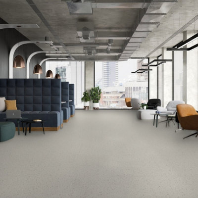 White Ivory Speckled Effect Anti-Slip Contract Commercial Heavy-Duty Flooring with 3.5mm Thickness-11m(36'1") X 2m(6'6")-22m²